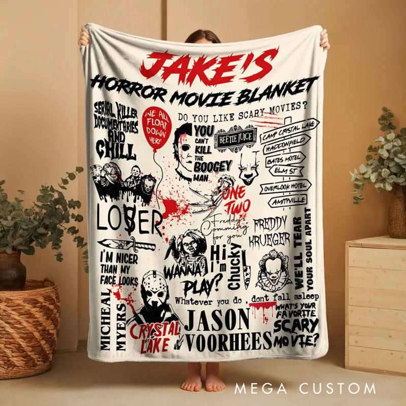 Personalized Video Tape Poster Without Frame Custom Film Lover Art Gift for film fans Wall Decor Personalized Horror Movie Blanket Halloween Flannel Blanket Movie Blanket with Name Film Fan