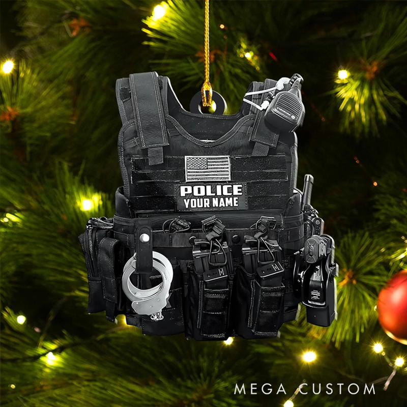 Personalized Police Vest Christmas Ornament with Custom Name Gift for Police