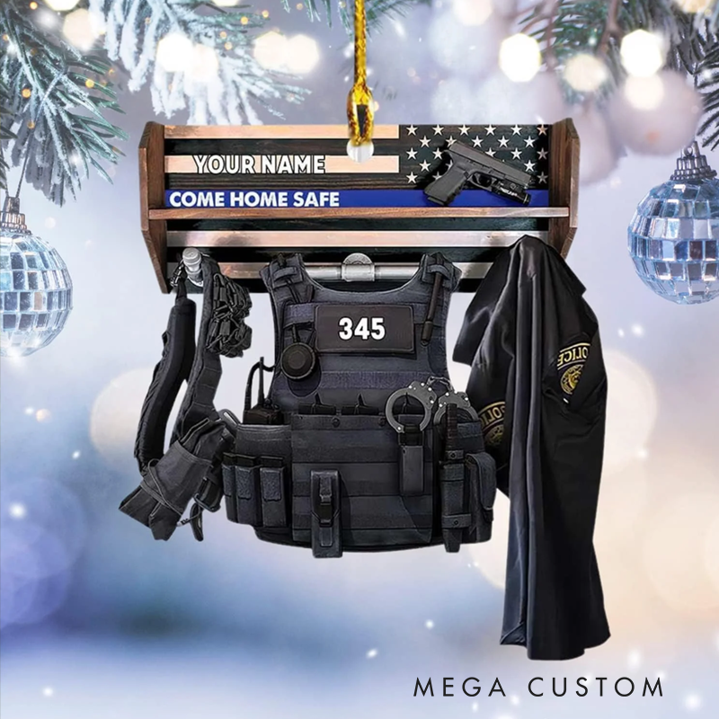 Personalized Police Gear Christmas Ornament Badge Number Gift for Police