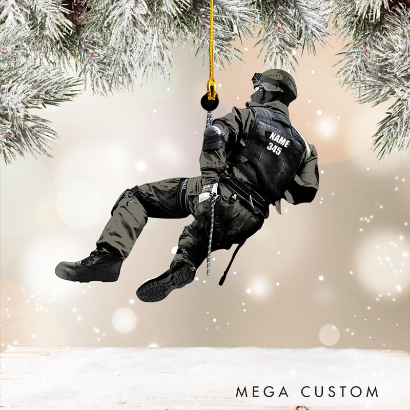 Personalized Police Officer Rappelling Christmas Ornament Perfect Holiday Gift for Police