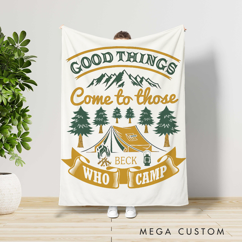Personalized Outdoors Camping Throw Blanket Nature Lover Blanket Gift for Adventures Lovers