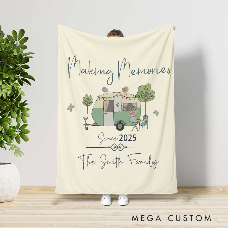 Personalized Family Happy Campers Throw Blanket Adventures Blanket Gift for Hiking Lovers