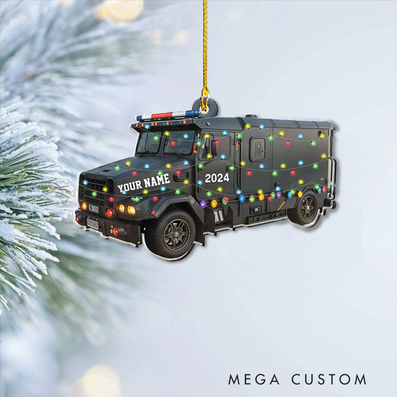 Personalized Police SWAT Truck Christmas Ornament Unique Holiday Gift for Police