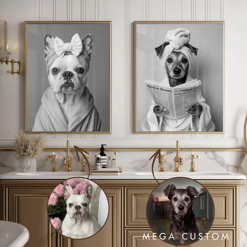 Personalized Funny Fashion Art Style Wall Art For Dog and Cat Lovers Poster Without Frame Custom Art Lover Gift Custom Pet Portrait