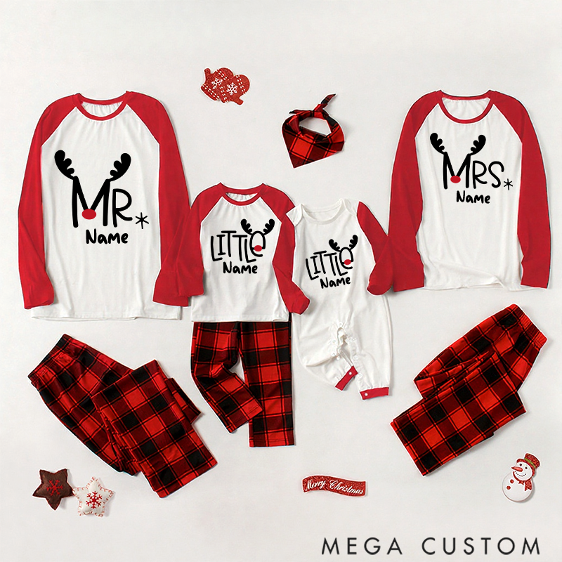 Personalized Christmas Gift Family Christmas Reindeer Theme Family Matching Pajamas