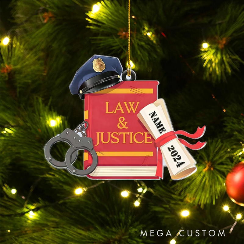 Personalized Law and Justice Christmas Ornament Perfect Graduation or Holiday Gift for Police