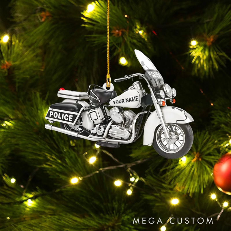 Personalized Police Motorcycle Christmas Ornament Unique Holiday Gift for Police Officers