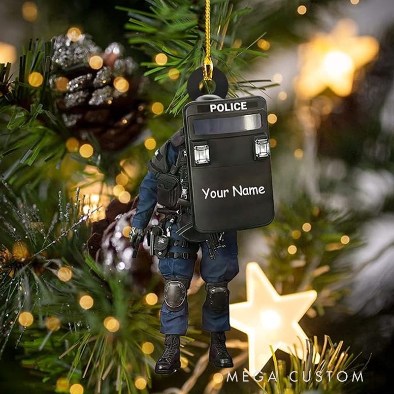 Personalized Police Officer with Shield Christmas Ornament Gift for Police