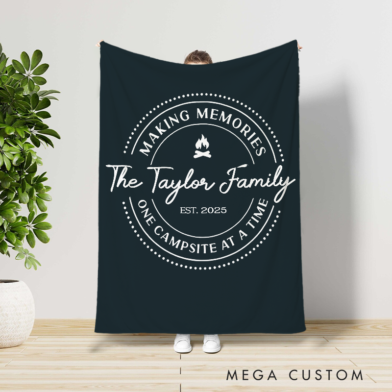 Personalized Adventures Camping Family Throw Blanket Nature Lovers Blanket Gift for Hiking Lovers
