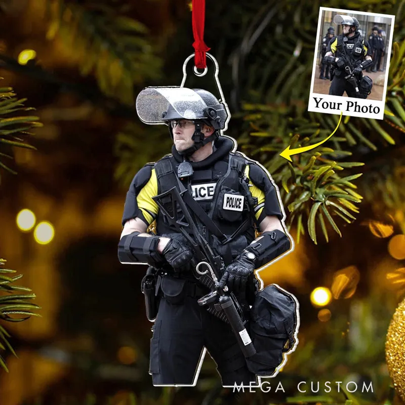 Personalized Police Officer Photo Christmas Ornament Unique Gift for Police