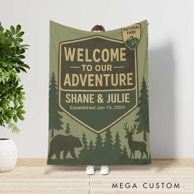 Personalized Adventure Throw Blanket National Park Couple Blanket Gift for Travel Hiking Lovers