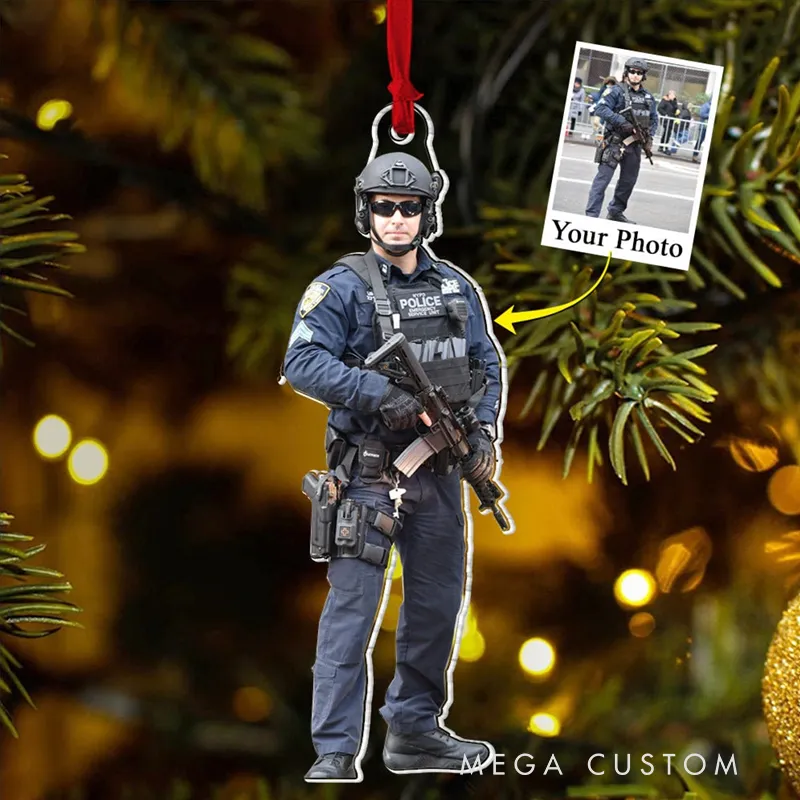 Personalized Police Officer Photo Christmas Ornament Unique Gift for Police