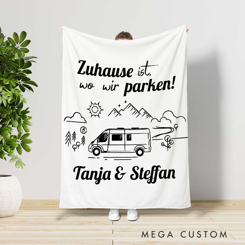 Personalized Camper Adventure Throw Blanket Outdoor Blanket Gift for Travel Hiking Lovers