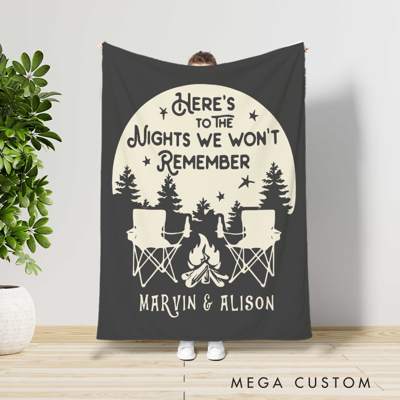 Personalized Camping Nights Throw Blanket Outdoor Campfire Blanket Gift for Travel Hiking Lovers