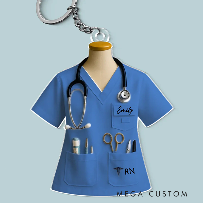 Personalized Nurse Acrylic Keychain Custom Shaped Acrylic Keychain Pocket Full Of Tools Heart Full Of Care Design Keychain