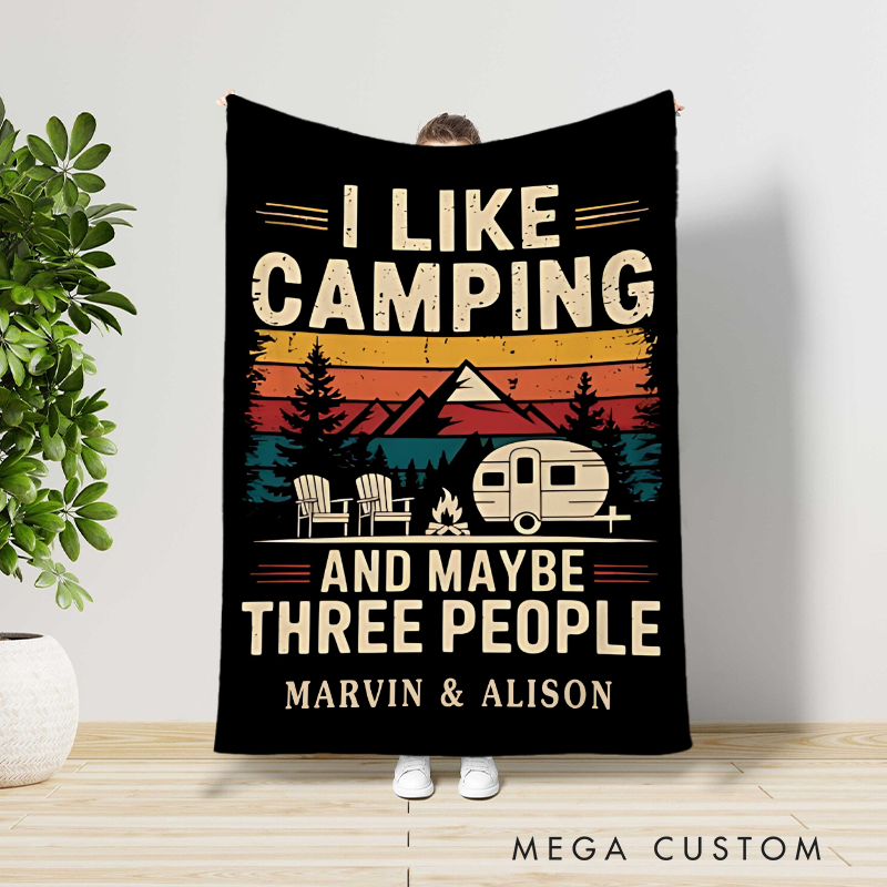 Personalized Funny Camping Throw Blanket Outdoor Adventure Blanket Gift for Travel Hiking Lovers