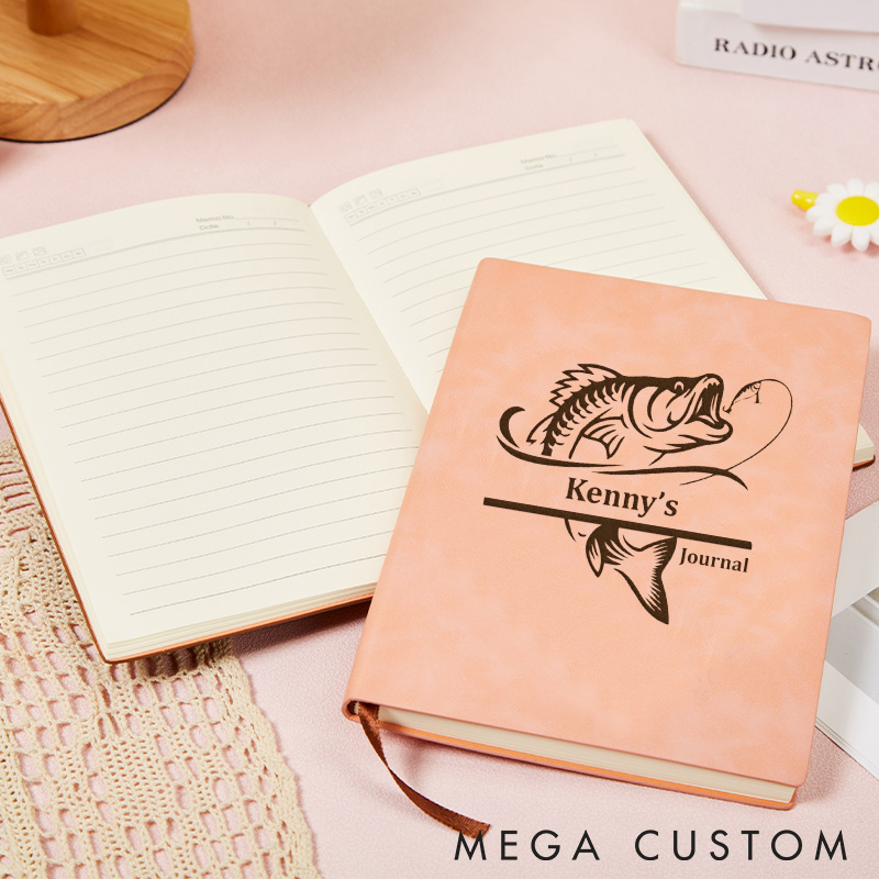 Personalized Fishing Notebook Fisherman Gift Fisherman Leather Notebook Fishing Journal Fishing Diary Fisherman Diary Fish Journal