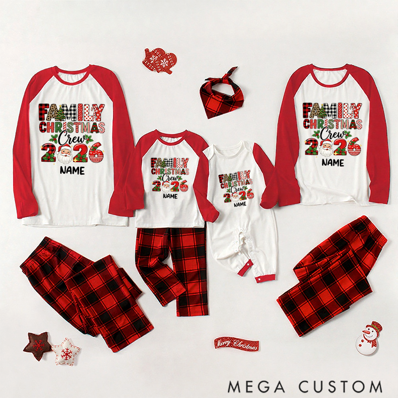 Personalized Festive Christmas Family Matching Pajamas with Santa and Year Design