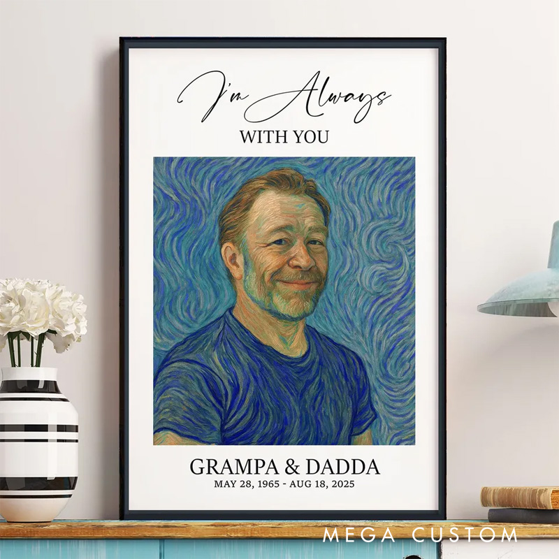Personalized Van Gogh Style I'm Always With You Memorial Wall Art Remembrance Poster Without Frame Custom Art Lover Gift Custom Portrait
