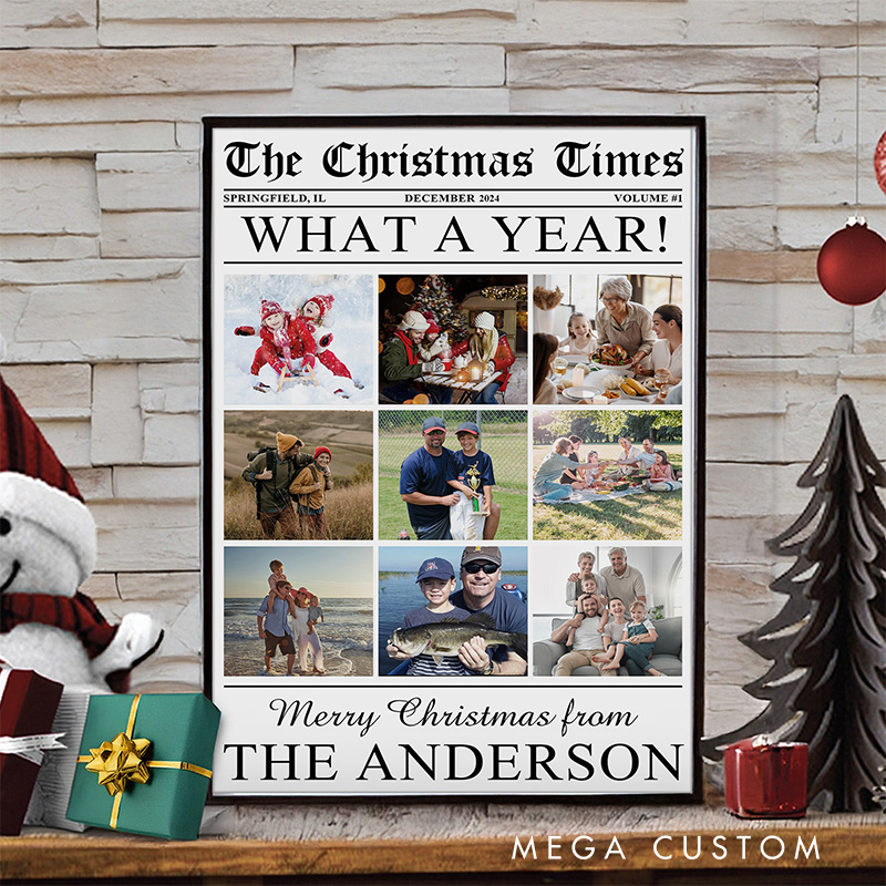 Personalized What a Year Photo Wall Art For Family Christmas Poster Without Frame Custom Art Lover Gift Custom Portrait