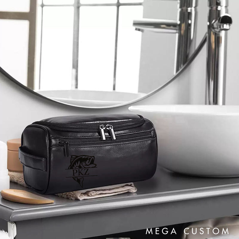 Personalized Fishing Gift Men Leather Bag for Fisherman Hunter Unique Fathers Day Gift Fisherman Gift for Husband Son Dad and Father