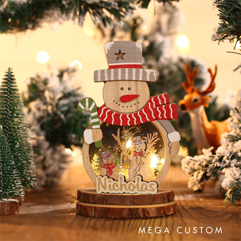 Personalized Santa Claus Snowman LED Ornament with Name Home Decor Christmas Gift for Family Friends Baby Kids