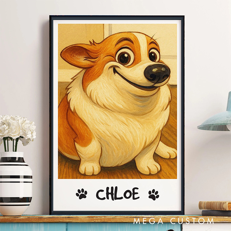 Personalized Caricature Cute Cartoon Style Wall Art For Dog and Cat Lovers Poster Without Frame Custom Art Lover Gift Custom Pet Portrait