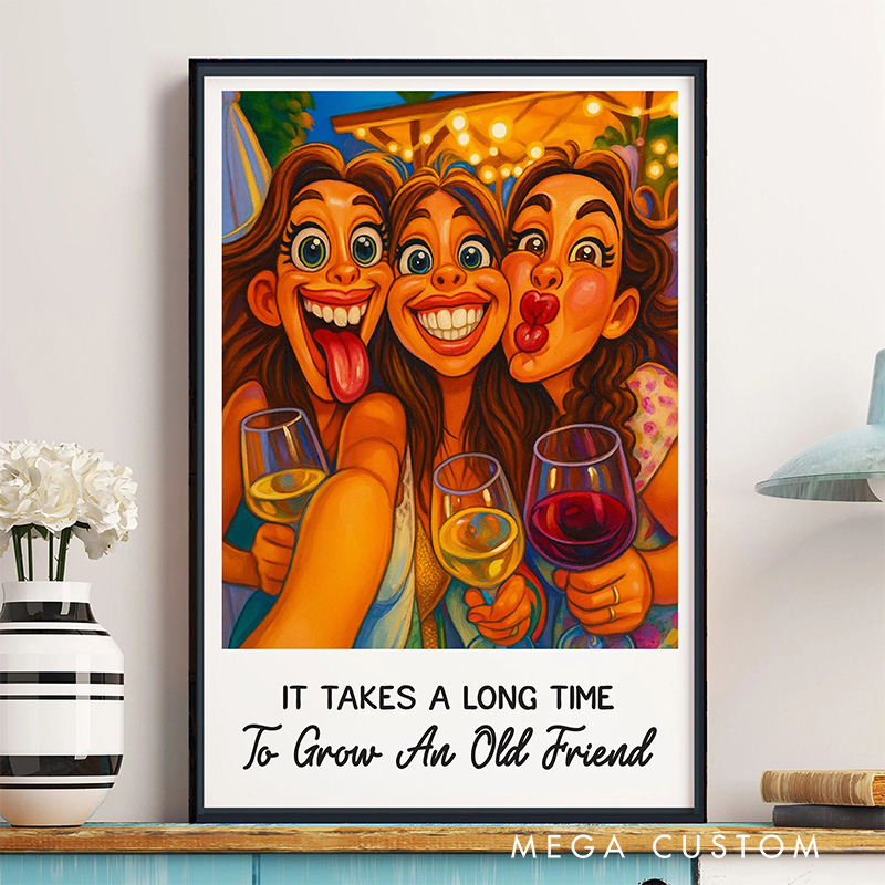Personalized Caricature Funny The BFF Print Wall Art For Friends Besties Poster Without Frame Custom Art Lover Gift Custom Portrait