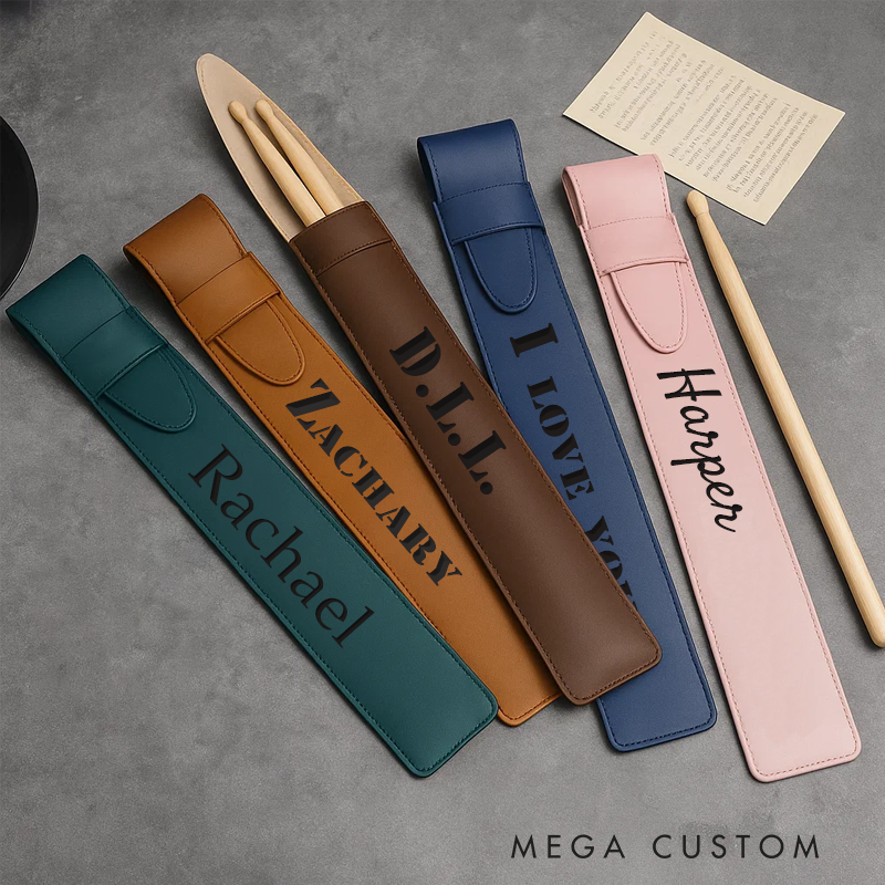 Personalized Leather Drumstick Bag Gift for Drummer and Musician Drumstick Holder Drum Stick Bag Drum Stick Holder