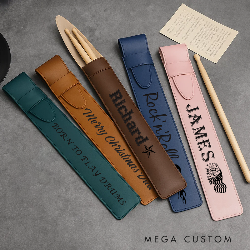 Personalized Drumstick Case Custom Leather Drumstick Bag Gift for Musician Drumstick Holder Custom Gift for Drummer Drumsticks Pouch