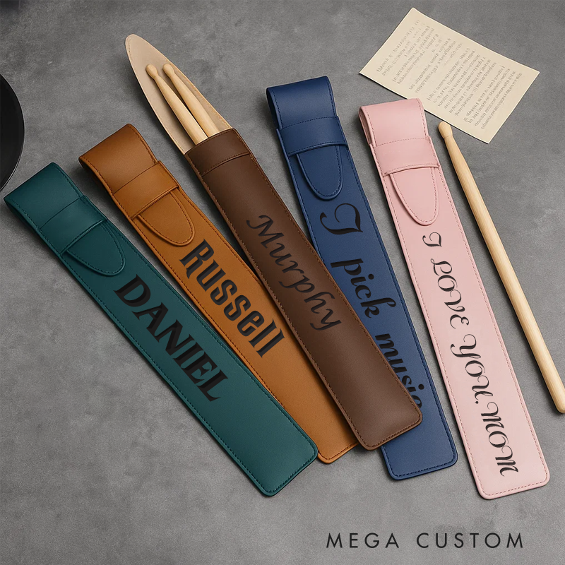 Personalized Drumstick Holder Leather Drumstick Bag Pouch Unique Drumstick Case Storage Organizer Custom Drum Stick Bag Gift for Drummer