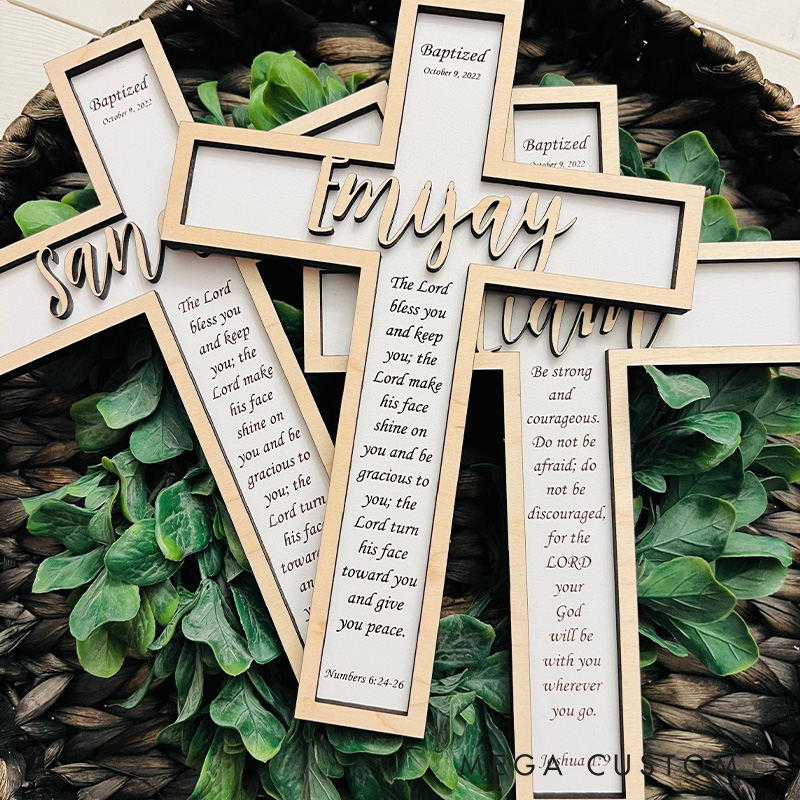 Personalized Baptism Wood Cross with Name Occasion Date and Bible Verse Home Decor Religious Gifts for Christian Dedication Gift Christening Giftfts for Christian Baptism Gift for Home Decor