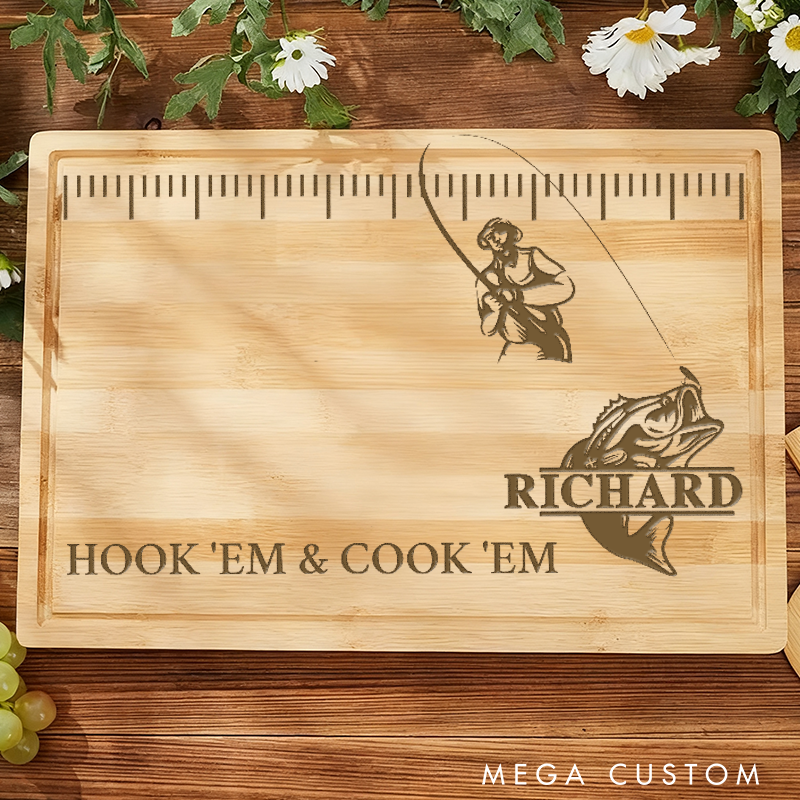 Personalized Fishing Cutting Board Engraved Fisherman Gift Charcuterie Board Cutting Board For Fisherman Fishing Gift For Fishing Lover