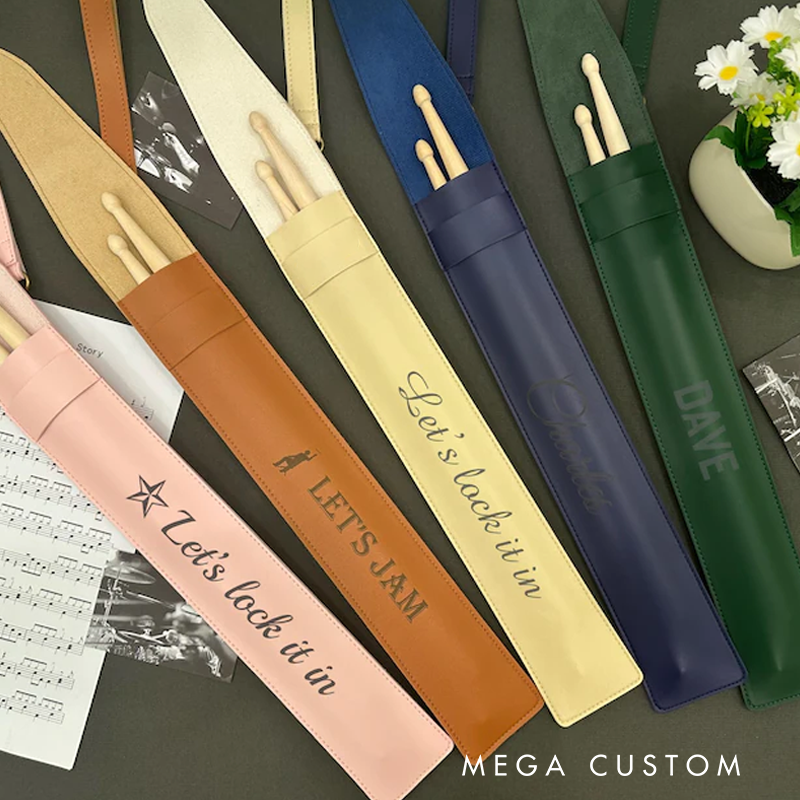 Personalized Leather Drumstick Bag Custom Musician Drummer Gift