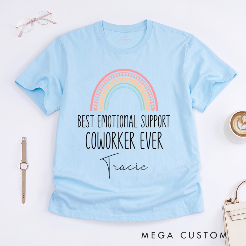 Personalized "Best Emotional Support Coworker Ever" T-Shirt – Custom Rainbow Design Gift