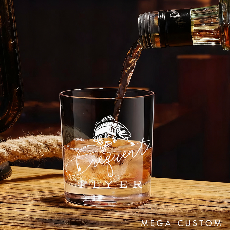 Personalized Whiskey Engraved Glasses Wine Cocktail and Beer Etched Fish Glassware Perfect Gift for Fishermen and Whiskey Lover
