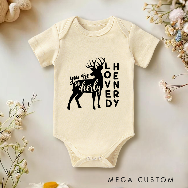 Personalized You are so Deerly Loved Baby Onesie Gift From Baby Nursery Gift