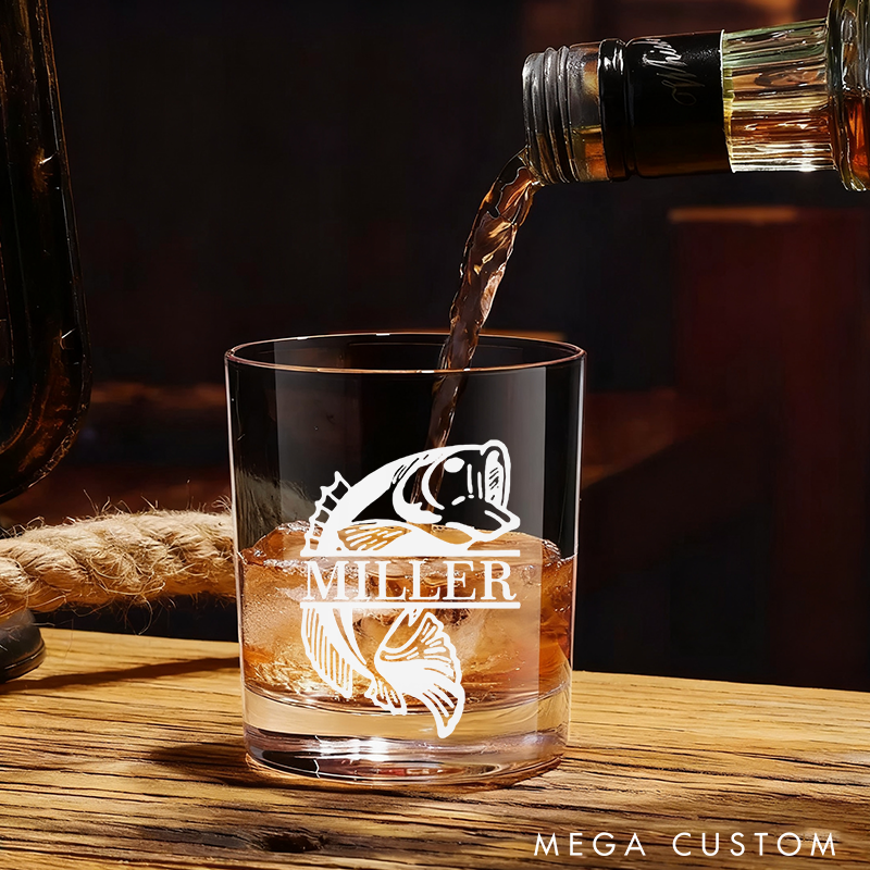 Personalized Fishing Hook Glass with Fish Design Custom Name Unique Gift for Anglers Fishermen and Outdoor Enthusiasts