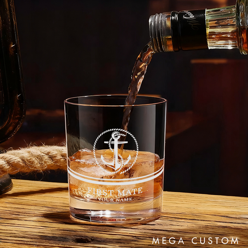 Personalized Fishing Whiskey Glass with Anchor Design Perfect Gift for Anglers Boating Enthusiast and First Mate