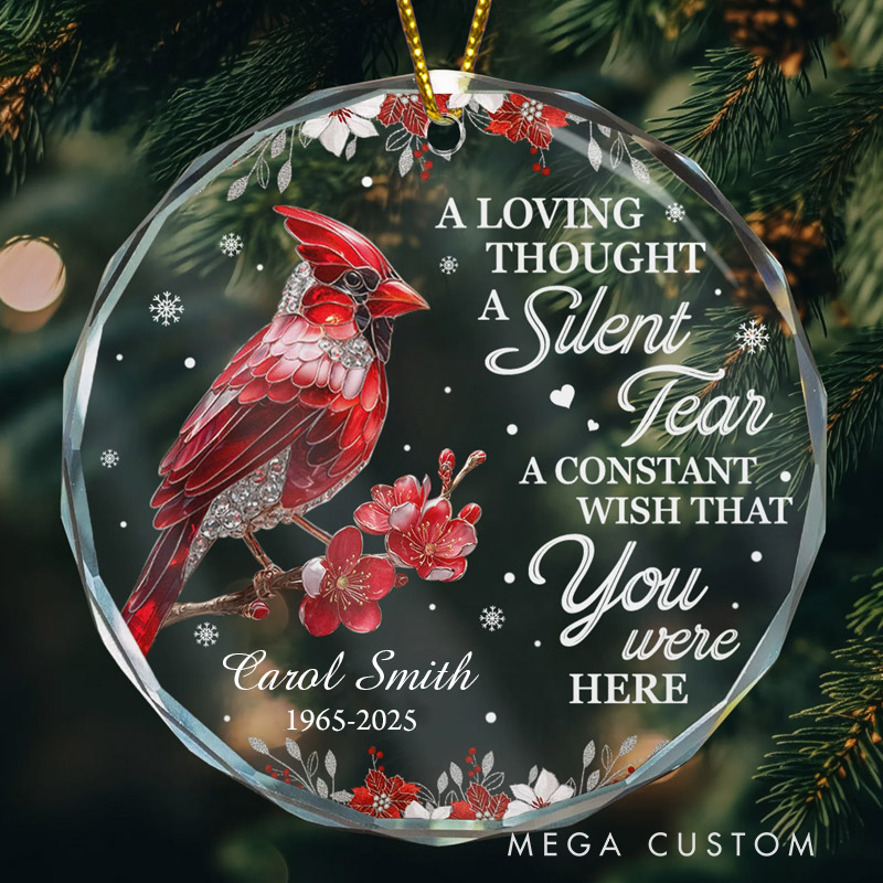 Personalized Memorial Ornament Christmas Glass Circle Ornament Sympathy Gift for Loss of Loved One