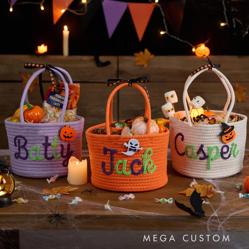Personalized Halloween Treat Bag with Name Trick or Treat Basket Halloween Basket for Boys and Girls Halloween Gifts