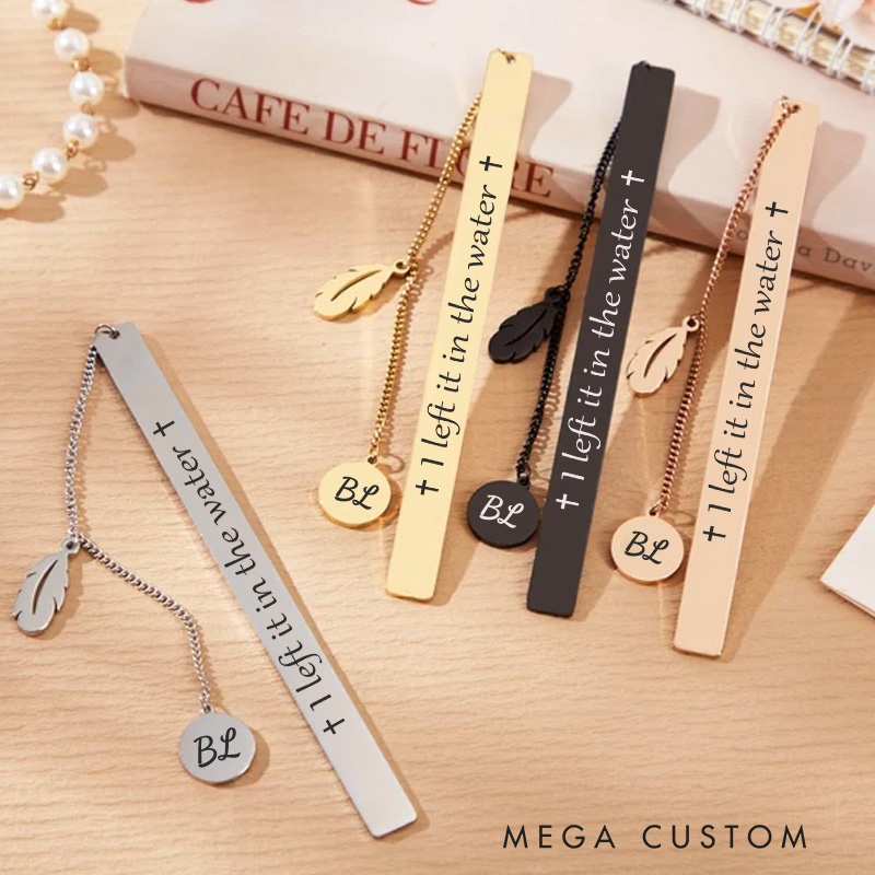 Personalized Left It in the Water Metal Bookmark for Women Men with Engraved Text and Name Christian Book Mark Religious Gift Adult Baptism Gift