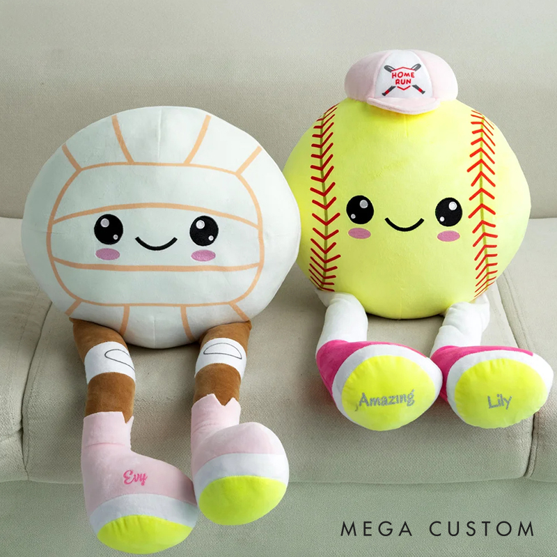 Personalized Softball and Volleyball Plush Dolls with Custom Name