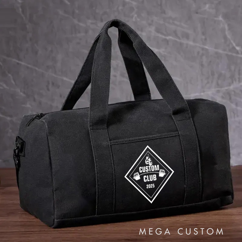 Personalized Club Gym Canvas Duffle Bag Gear Bag Sports Bag Unique Club Design for Fitness Enthusiast