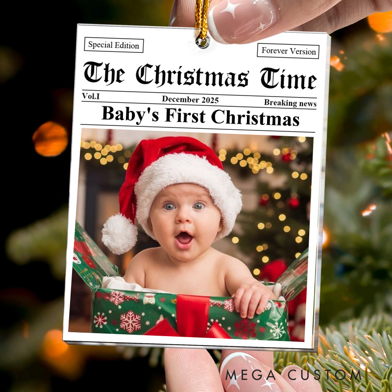 Personalized Baby First Christmas Acrylic Photo Ornament
