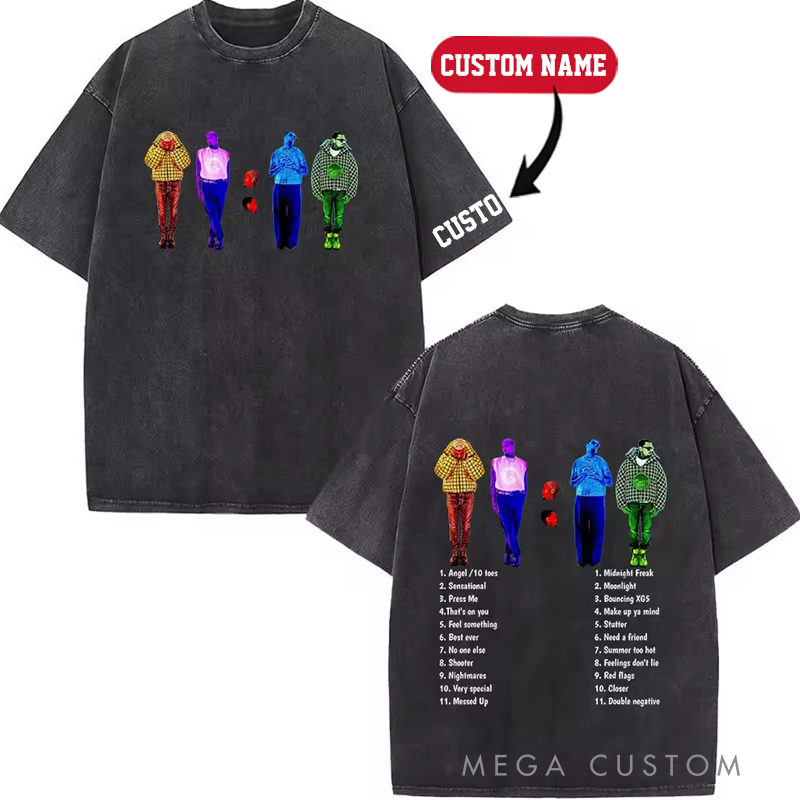Personalized Hip Hop Music Tour Washed T-Shirts Concert Shirt Gift for Fans Country Music Music Lover