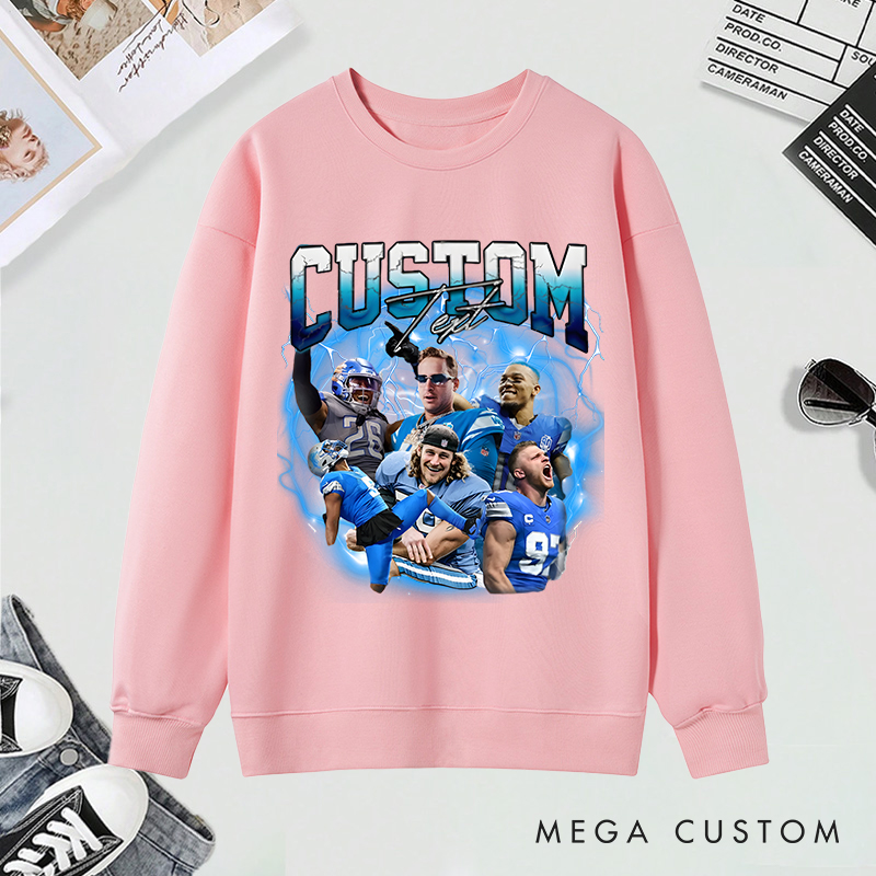 Personalized Lightning-Themed Athlete Graphic Sweatshirt with Custom Photos and Text