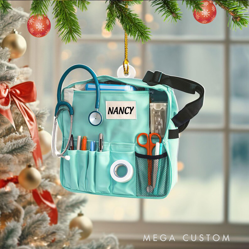 Personalized Nurse Bag Essentials Christmas Ornament Custom Name Acrylic Ornament Christmas Gift for Nurse