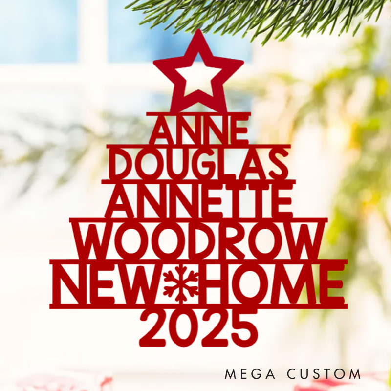 Personalized Family Names 2025 Christmas Tree Ornament Custom Family Ornament New Home Gifts