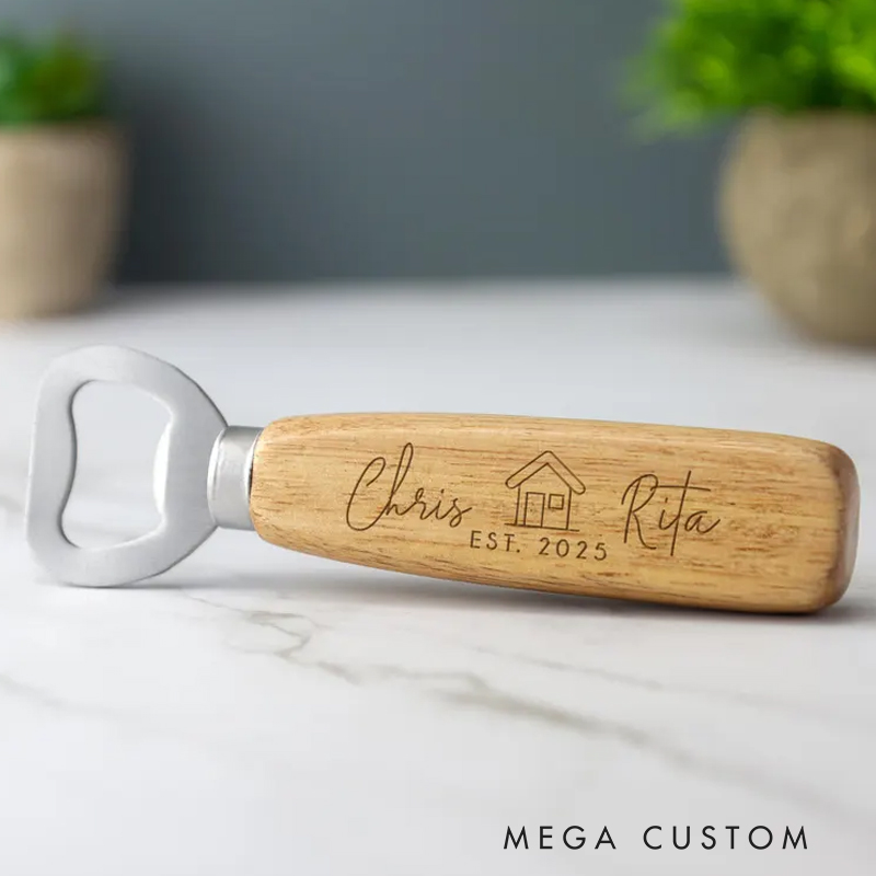 Personalised Bottle Opener House Warming Wooden Bottle Opener Laser Engraved Fathers Day Birthday Christmas New Home